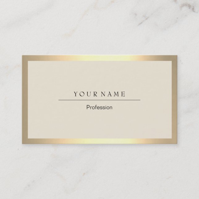 Golden Frame Minimal Ivory Metallic Business Card (Front)