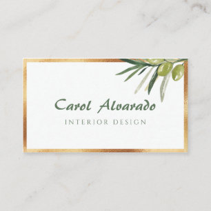 Golden Frame Olive Branch Business Card