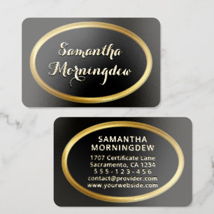 Golden Frame - Oval Shape 5 + your text Foil Spot Gloss Business Cards