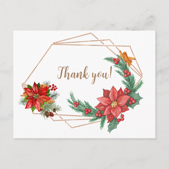 GOLDEN FRAME PROSSTIAS THANK YOU CHRISTMAS WEDDING HOLIDAY POSTCARD (Front)