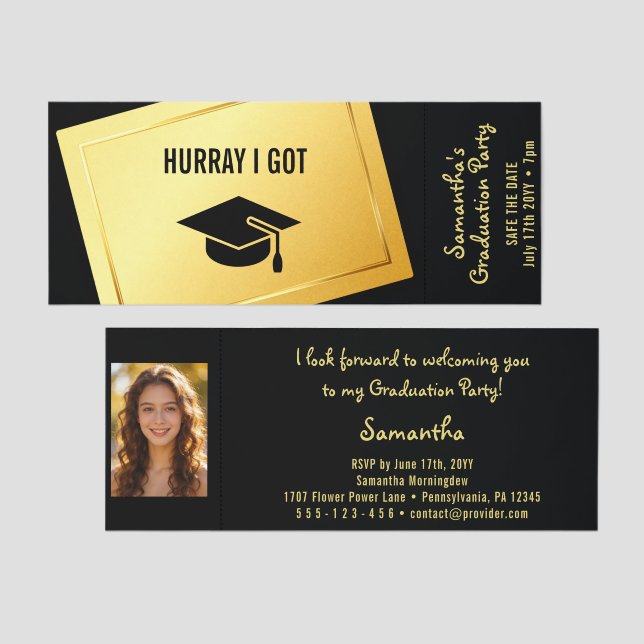 Golden Frame - Rectangle Shape 4 + your text Raffle Tickets (Front/Back)