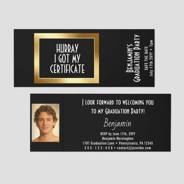 Golden Frame - Rectangle Shape 6 + your text Raffle Tickets (Front/Back)