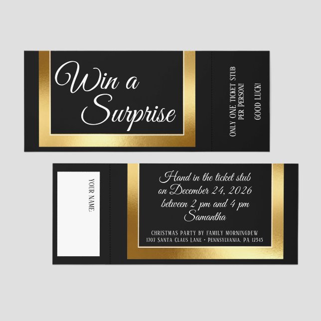 Golden Frame - Rectangle Shape 6 + your text Raffle Tickets (Front/Back)