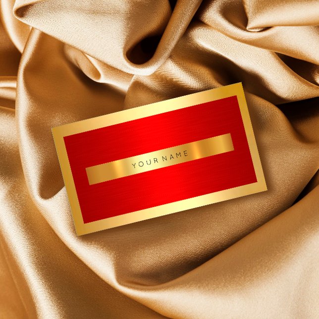 Golden Frame Red Metallic MInimal Minimal Business Card (Creator Uploaded)