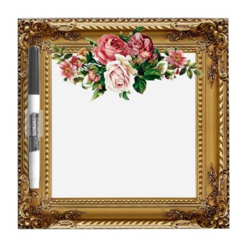 Golden Frame Rose Bough  Dry Erase Board by Pretty_Vintage at Zazzle