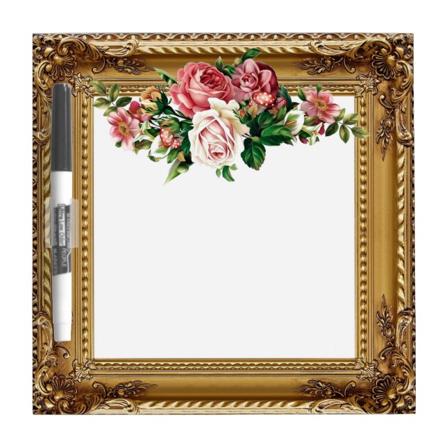 Golden Frame Rose Bough  Dry Erase Board (Front)