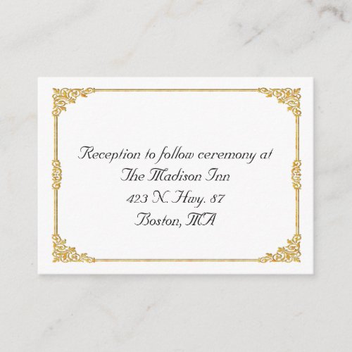 Golden frame Wedding enclosure cards Business Card Template