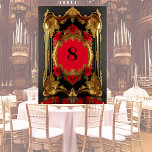 Golden frame with red roses, gothic style table number<br><div class="desc">The perfect "frame" for your wedding day! Magnificent frame decorated with red roses in gothic style. Colors in red,  gold and black. Unique table card for your unique wedding!</div>