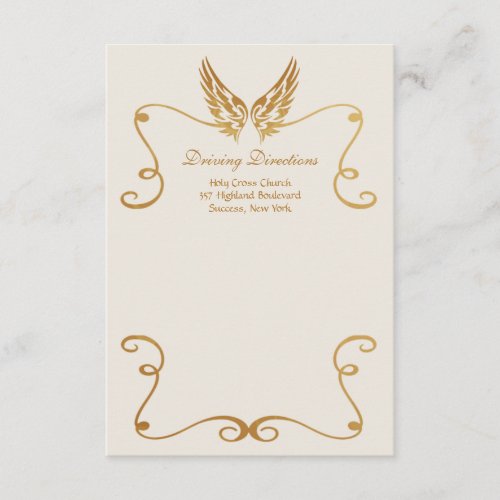 Golden Frame With Wings Driving Directions Card