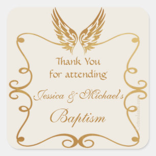 Golden Frame With Wings Sticker