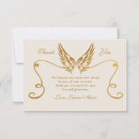 Golden Frame With Wings Thank You Card