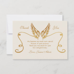 Golden Frame With Wings Thank You Card