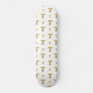 Golden Franciscan Tau Cross Skateboard Deck