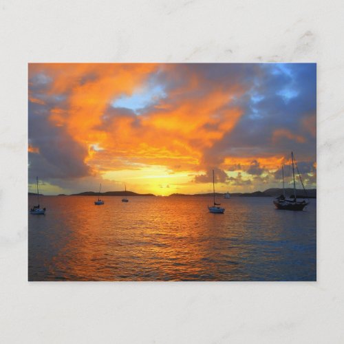 Golden Frank Bay Sunset St John USVI Postcard