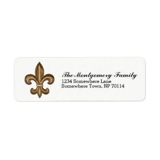 Golden French Fleur De Lis Crest & Family Name Label