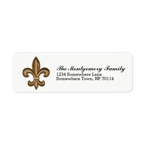 Golden French Fleur De Lis Crest  Family Name Label