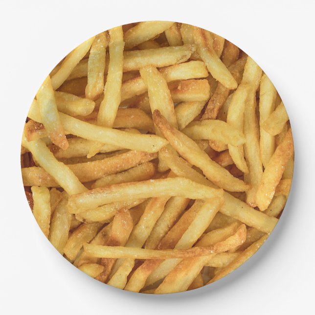 Golden French Fries Paper Plates (Front)