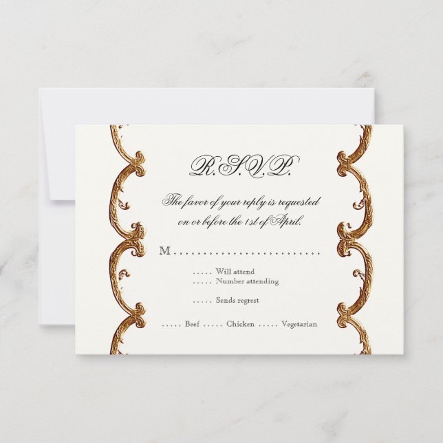Golden French Swirl RSVP Response 50th Anniversary (Front)