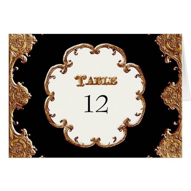 Golden French Swirl Table Numbers 50th Anniversary (Front Horizontal)