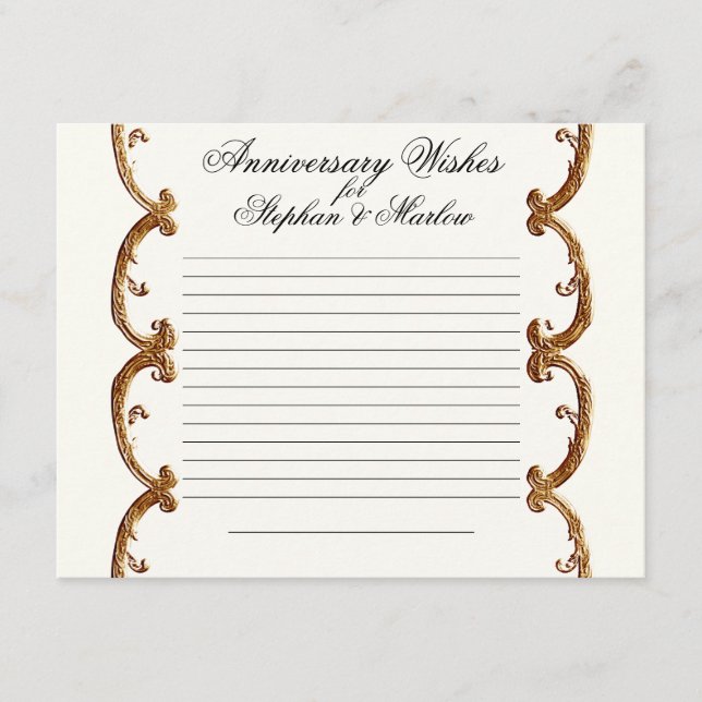 Golden French Swirl Wishes Notes 50th Anniversary (Front)