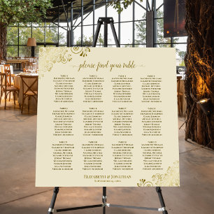 Golden Frills 12 Table Cream Wedding Seating Chart Foam Board