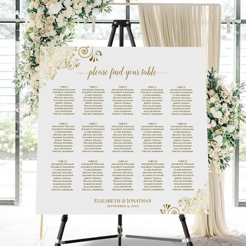 Golden Frills 15 Table White Wedding Seating Chart Foam Board