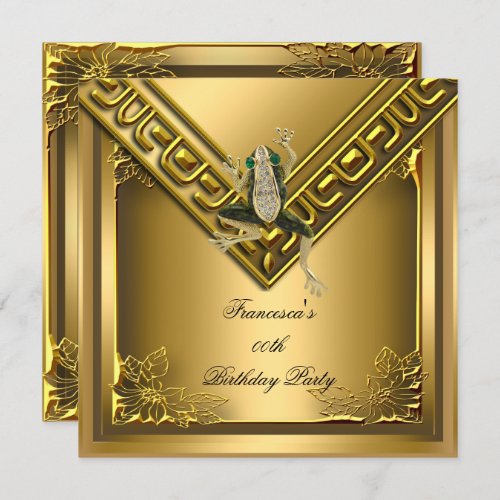 Golden Frog Elite Elegant Birthday Party Invitation
