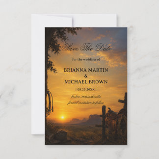 Golden Frontier Sunset Western Save The Date