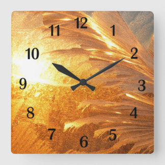 Golden Frost Square Wall Clock