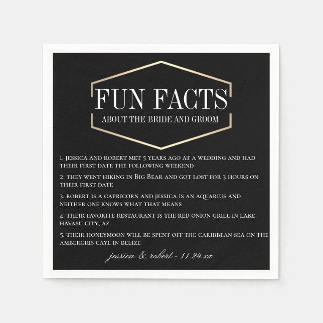 Golden Fun Facts Personalized Paper Napkins (Front)