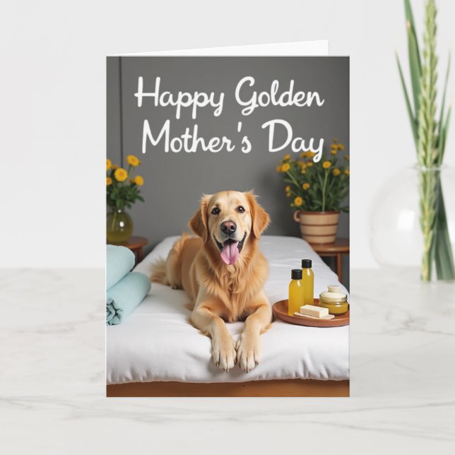Golden Fur Mother Day Spa Scene Card (Front)