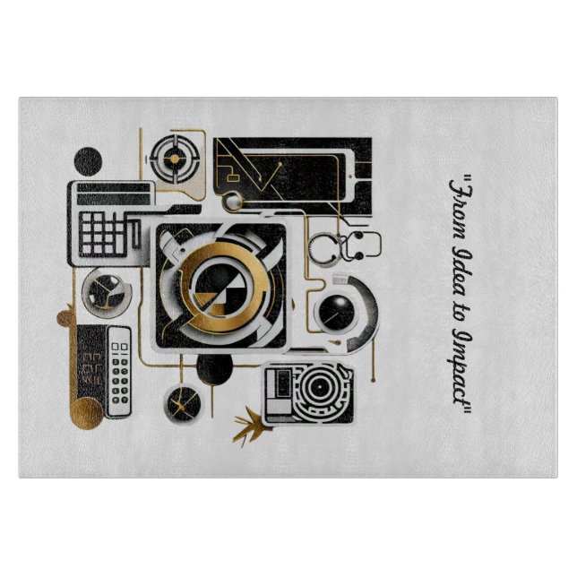 "Golden Futuristic Designs" Cutting Board (Front)