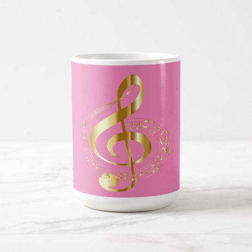 Golden G clef on Pink Mug