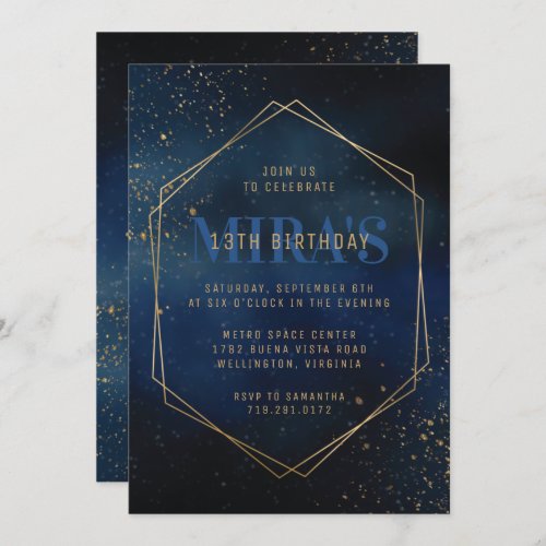 Golden Galaxy Birthday Invitation