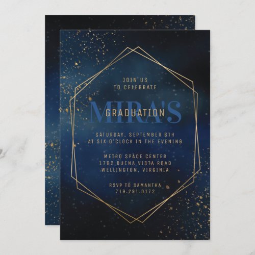 Golden Galaxy Graduation Invitation