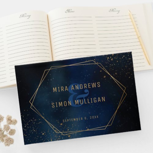 Golden Galaxy Wedding Invitation Guest Book