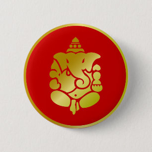 Golden Ganesha Button