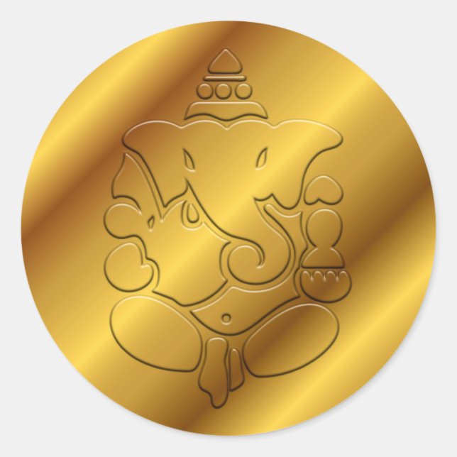 Golden Ganesha Classic Round Sticker (Front)