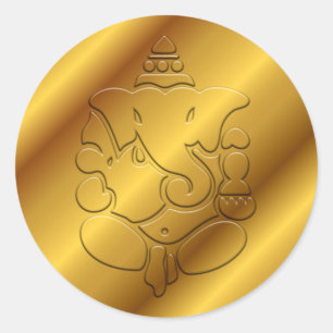 Golden Ganesha Classic Round Sticker