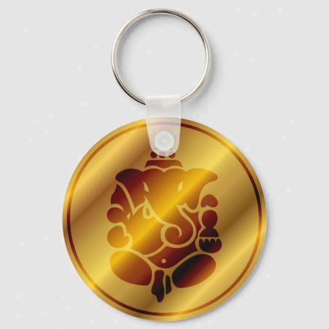 Golden Ganesha Design Keychain (Front)