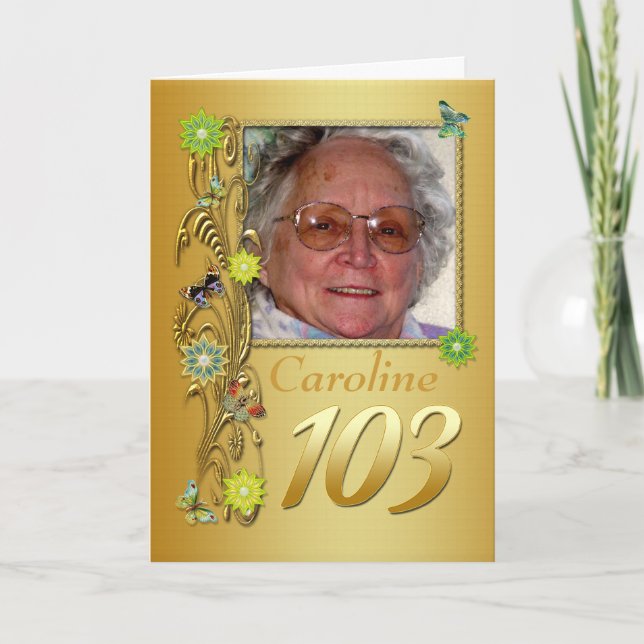 Golden Garden 103rd Photo Birthday Card (Front)