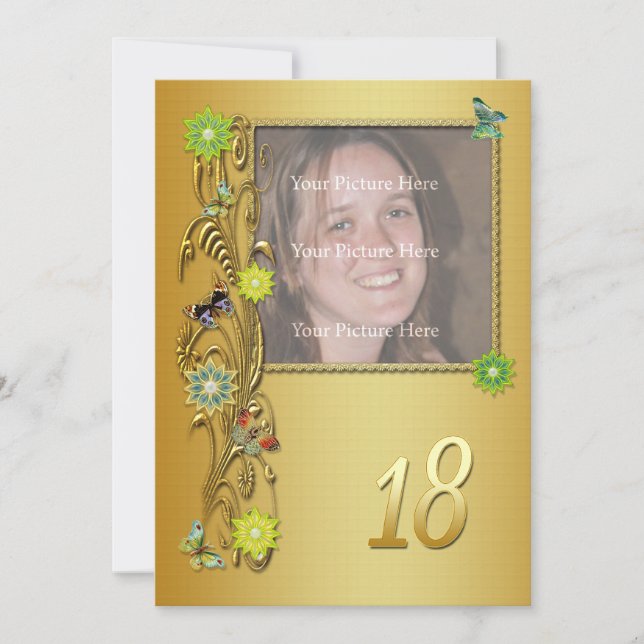 Golden Garden 18th Birthday party invitation (Front)