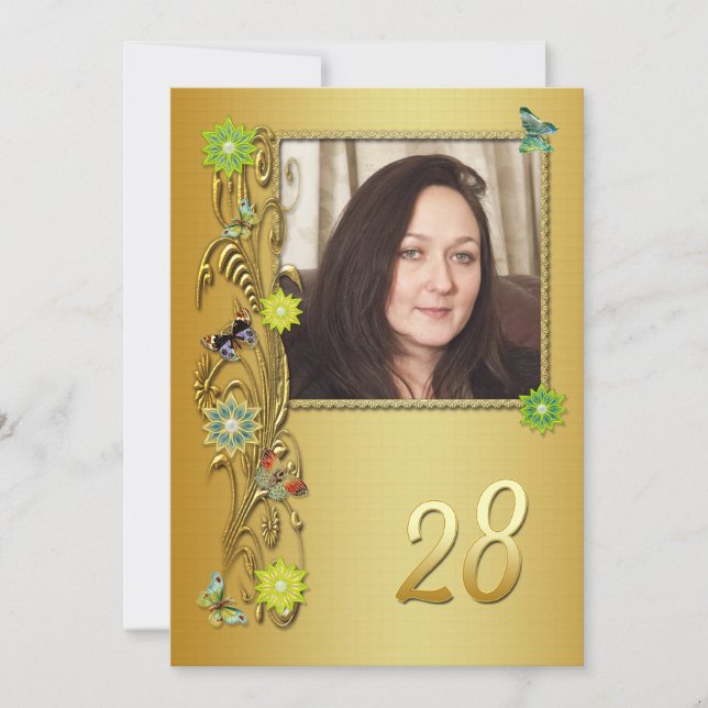 Golden Garden 28th Birthday party invitation (Front)