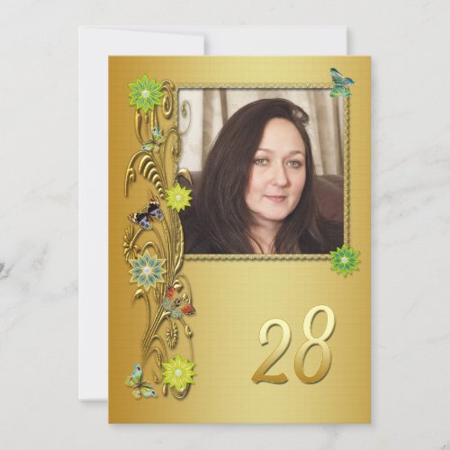 Golden Garden 28th Birthday party invitation