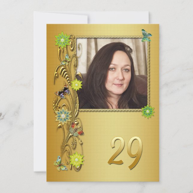 Golden Garden 29th Birthday party invitation (Front)
