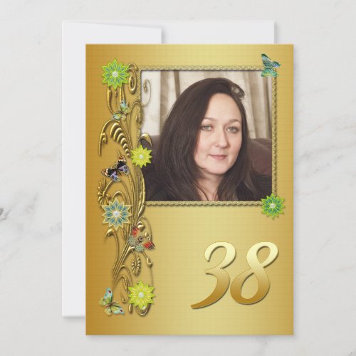 Golden Garden 38th Birthday party invitation