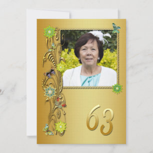 Golden Garden 63rd Birthday party invitation