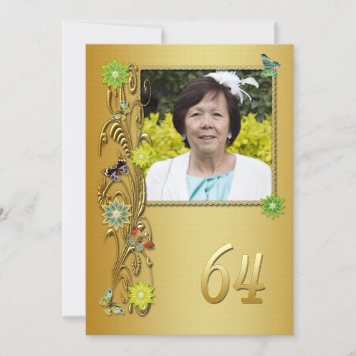 Golden Garden 64th Birthday party invitation