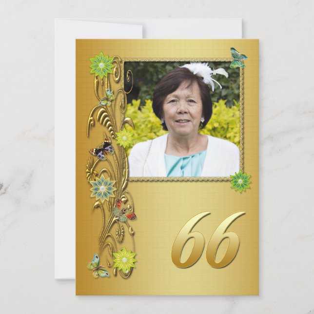 Golden Garden 66th Birthday party invitation (Front)