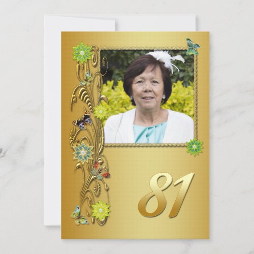 Golden Garden 81st Birthday party invitation